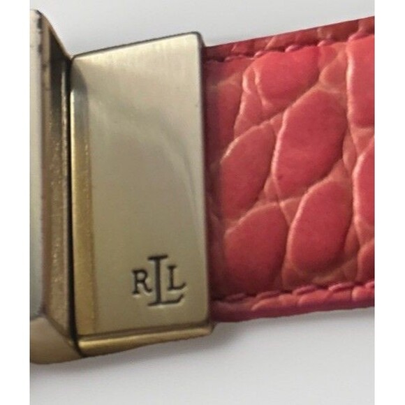 LAUREN Ralph Lauren‎ Reversible Belt Pink Green Crocodile Embossed Sz S - Picture 7 of 7